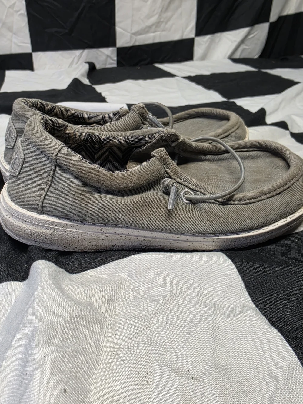 Hey Dude Kids Gray Canvas Slip-On Moccasins